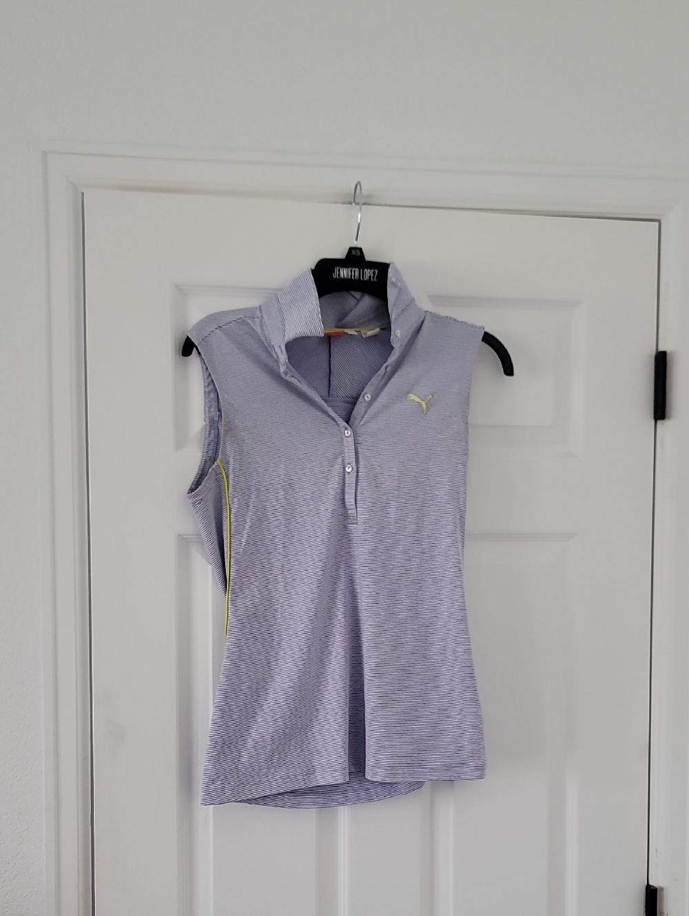 Puma Women’s Sleeveless Polo Tank Top in Light Lavender with Yellow Accents